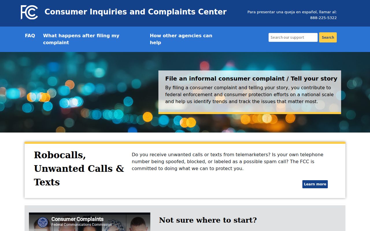 FCC Consumer Complaint Center used to report an unknown Mississippi phone number