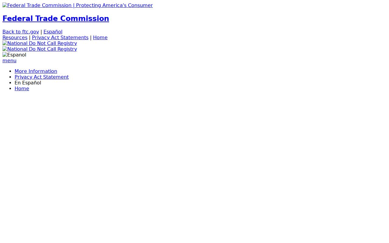 National Do Not Call Registry page used to report a Mississippi phone number