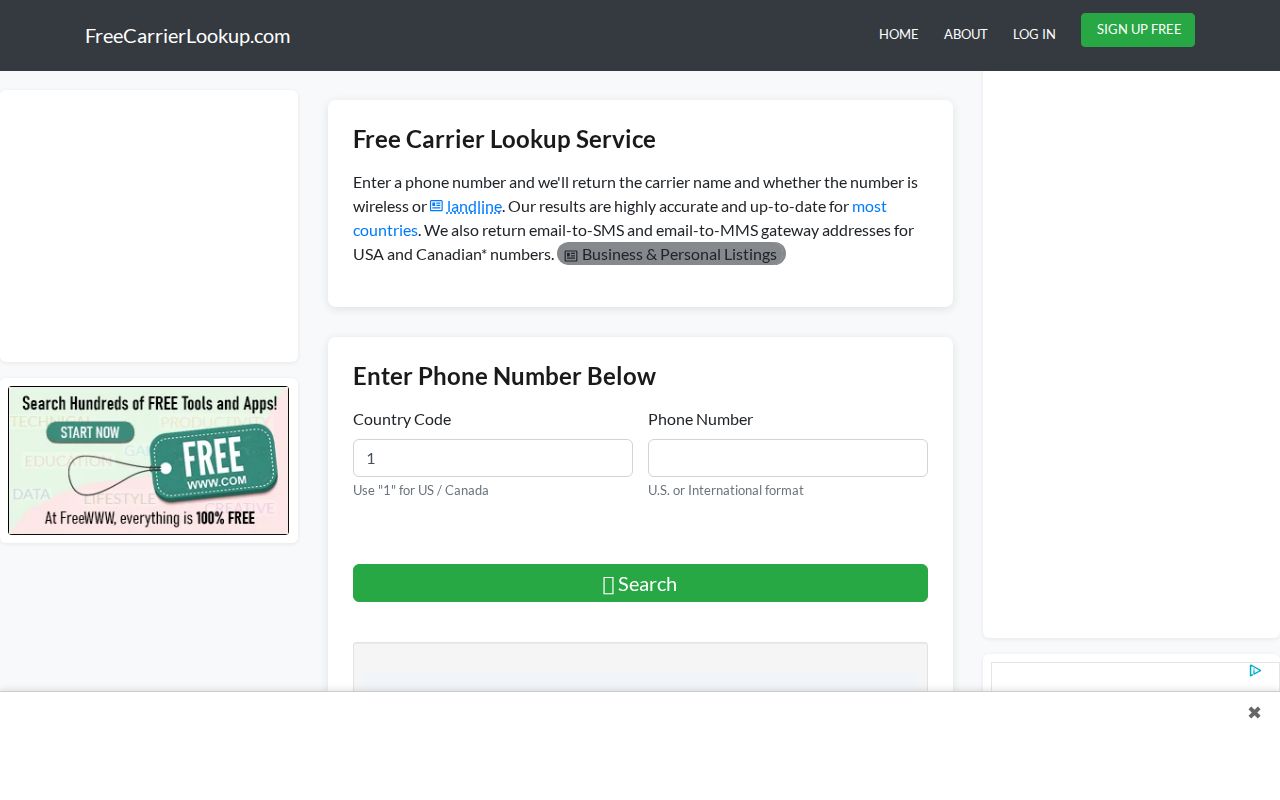 Free carrier lookup tool used to check the exchange phone code on a Mississippi number